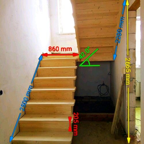 расчет деревянной лестницы с поворотом на 90 и площадкой в Краснодаре