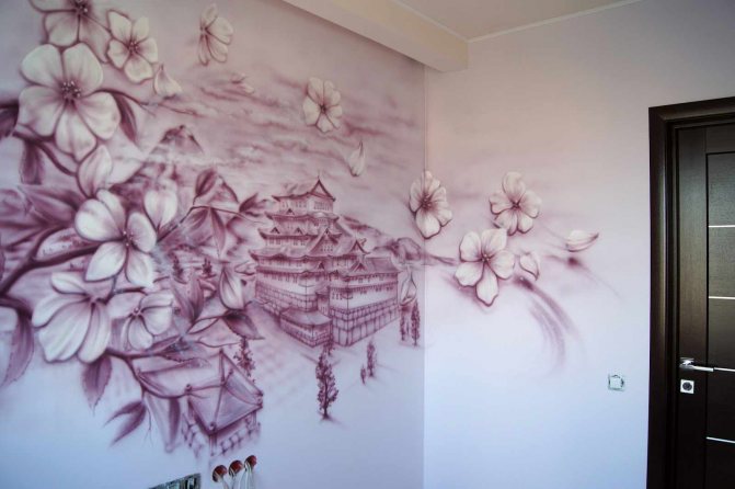 Как сделать в росписи стен водными красками плавную растяжку, от светлого к темному?